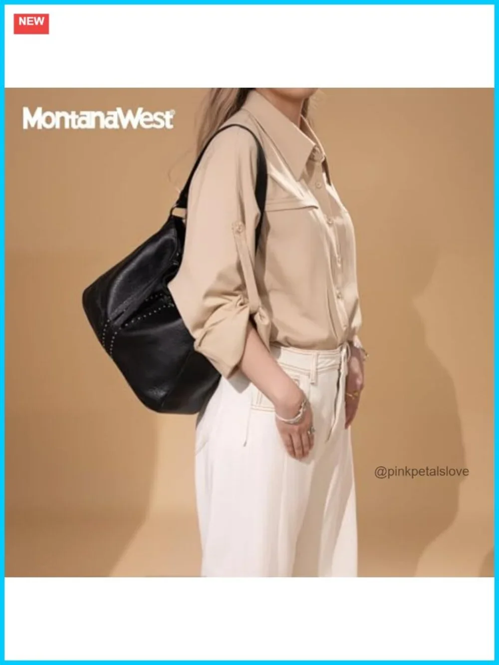 Faux Leather Hobo Bag Crossbody Purse Shoulder Handbag with Metal Stud Accents